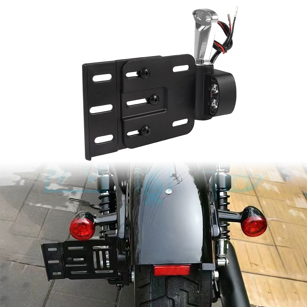 Para Harley Dyna Sportster 883 1200 XL 07-16 Suporte de Placa Lateral com Luz LED Dobrável Telescópica para Motocicleta