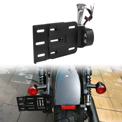 Para Harley Dyna Sportster 883 1200 XL 07-16 Suporte de Placa Lateral com Luz LED Dobrável Telescópica para Motocicleta
