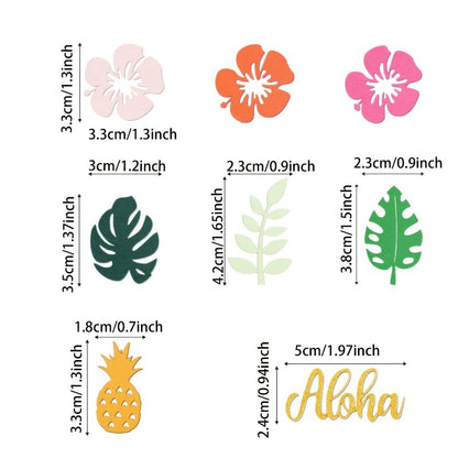 200/100Pcs Hawaiian Table Confetti Luau Summer Birthday Party Supplies Tropical Flower Palm Leaf Confetti Beach Party Decor Gift