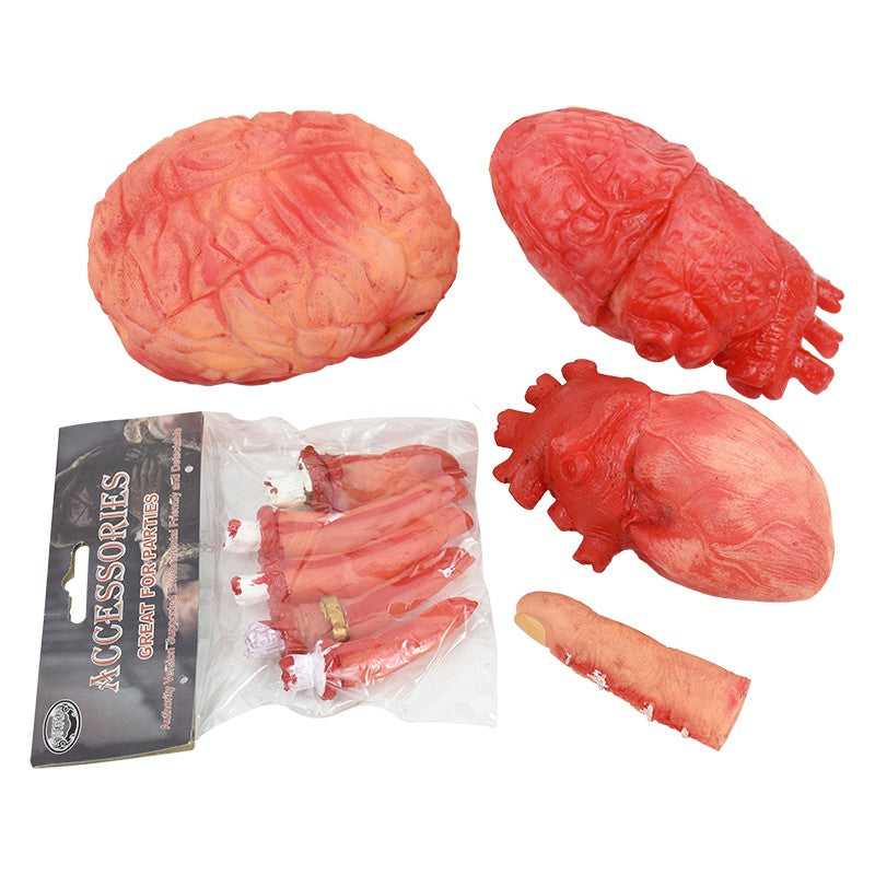1-2PCS Scary Halloween Decor Bloody Broken Body Parts Fake Hands Legs Arms Brain Heart Horror Party Props