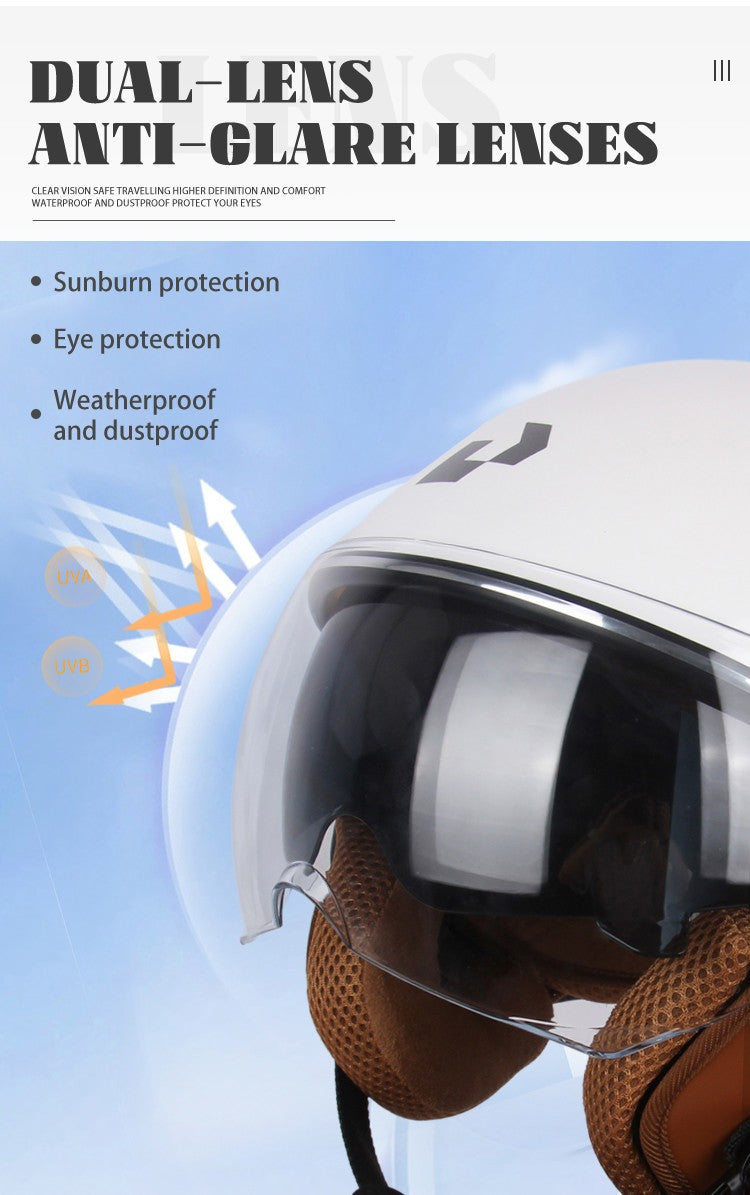 Capacete de proteção certificado pelo DOT, capacetes vintage de lente dupla, capacete de corrida para todas as estações
