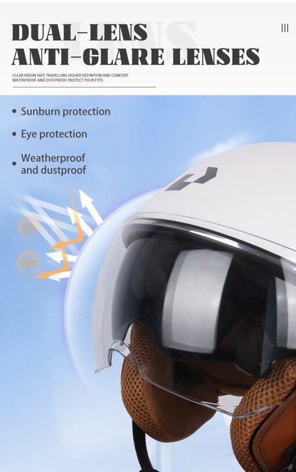 Capacete de proteção certificado pelo DOT, capacetes vintage de lente dupla, capacete de corrida para todas as estações