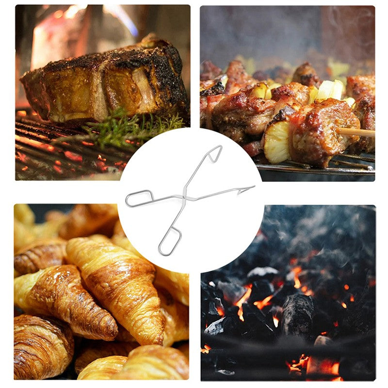 1Pc 304 Stainless Steel Scissor-Shaped Barbecue Clip Food Clip Hotel Steak Clip Barbecue Food Clip Kitchen Bread Clip