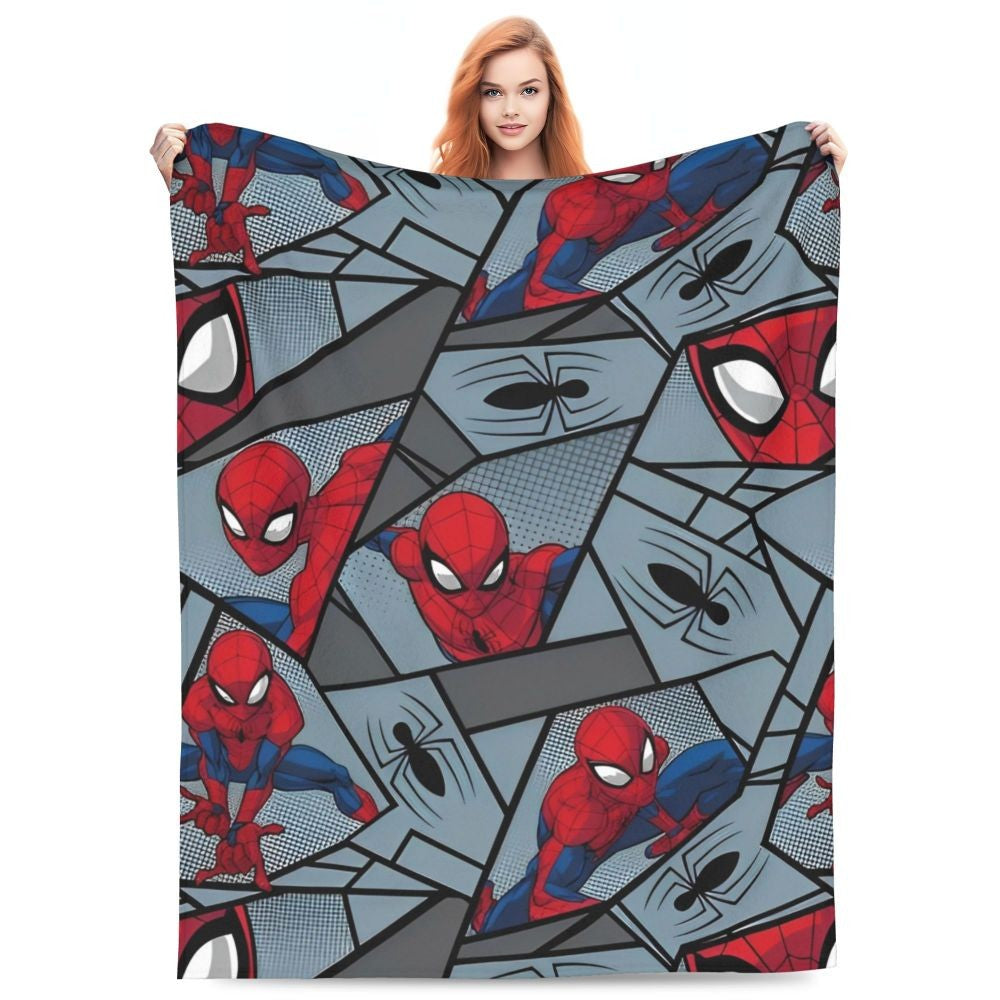 Cobertor de flanela engraçado e quente de desenho animado anime do Homem-Aranha, lindo e legal, para decoração de cama e lounge