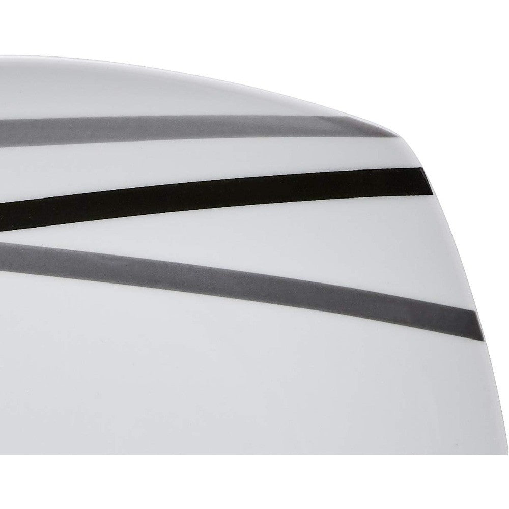 Amazon Basics 18 Piece Kitchen Dinnerware Set - Square Plates, Bowls, Service for 6 - Modern Beams