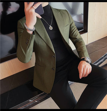 Blazer Jackets Men's Clothing High Quality Autumn Winter Thick Warm Mens Jackets And Coats Business Formal Wear Slim Fit Blazers