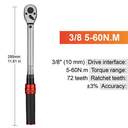 Conjunto de Chaves de Torque Ajustáveis 1/4" 3/8" 1/2" Chave de Torque Catraca Tipo Click Aço CRV Ferramenta de Reparo Industrial para Bicicletas
