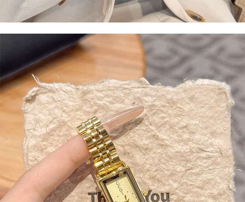 GEDI Square Watch Stainless Steel Gold Vintage Watches for Woman Luxury Elegant Waterproof Quartz Wristwatch Gifts Girlfriend