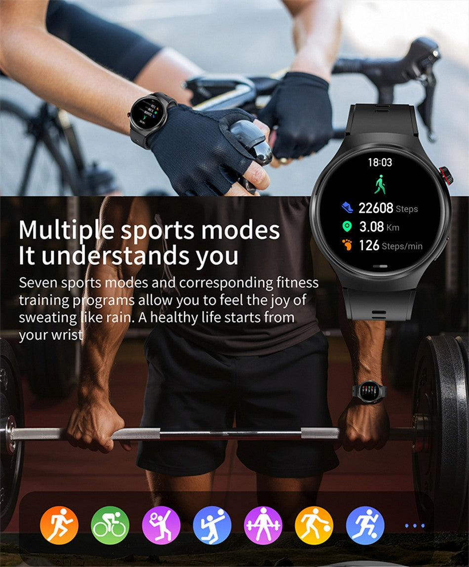 Smartwatch Masculino GT4 Pro 2026: Monitor de Saúde, à Prova D'água, Chamada BT, Tela AMOLED 360*360, Rastreamento GPS, Bússola, Novo Modelo Militar