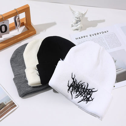 Warm Women Men Winter Beanies Hats Gothic Street Punk Knitted Bonnet Caps 100% Cotton Fashion Keep Warm Skullies Beanies Hats