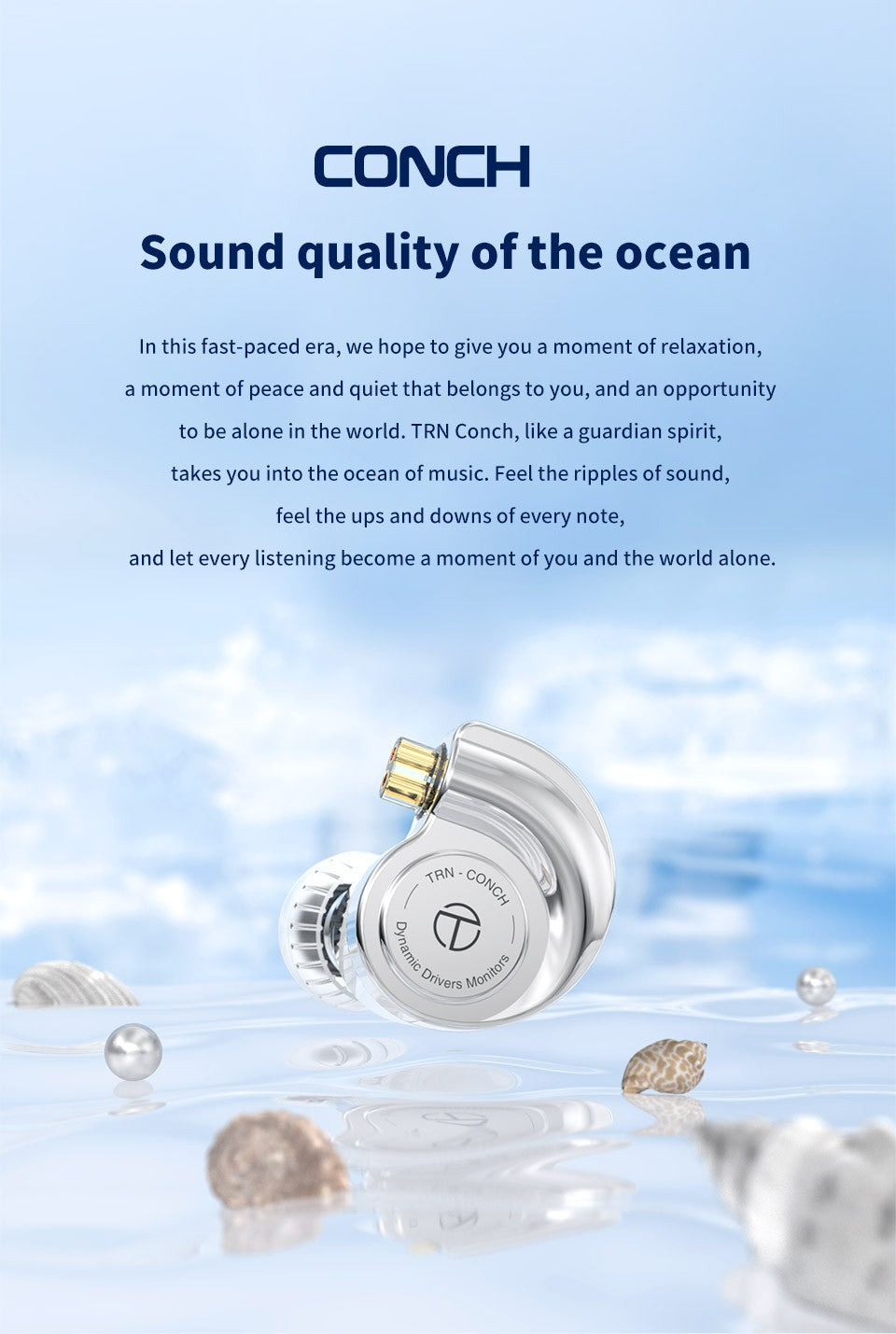 TRN CONCH In-Ear Earphones 10mm Dual Magnetic Circuit DLC Dynamic Driver Headphones Sports Earbuds Monitor IEMS with 3.5/2.5/4.4