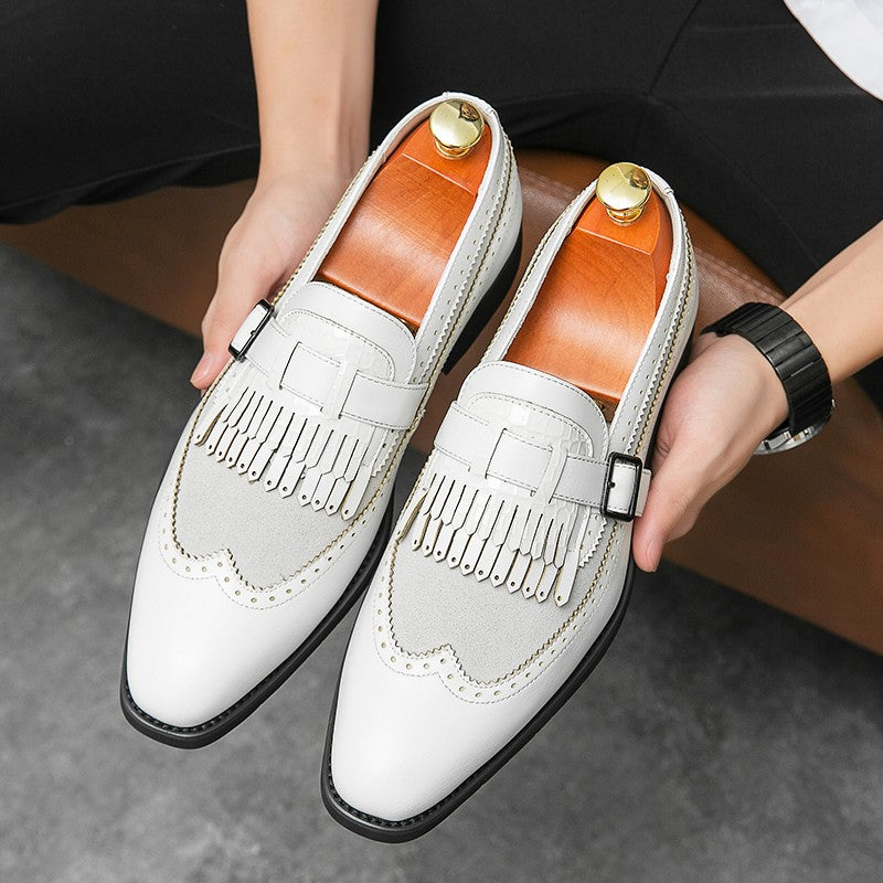 New Men Loafers Shoes Tassels Round Toe Slip-On Dress Shoes for Men Handmade Pu Leather Business Fashion Mens Shoes