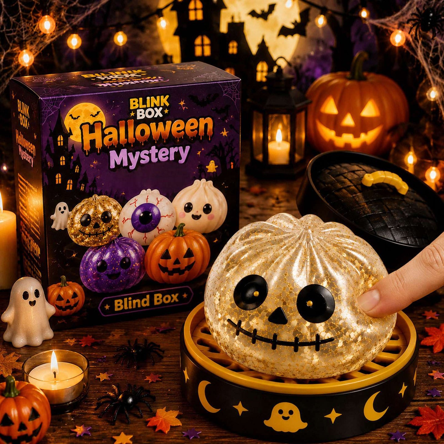 5.5cm Halloween ghost pinch music creative new squeeze decompression toy pinch decompression gift box set