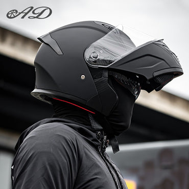 AD Full face uncovered helmet for men autumn and winter warm motorcycle riding indispensable helmet