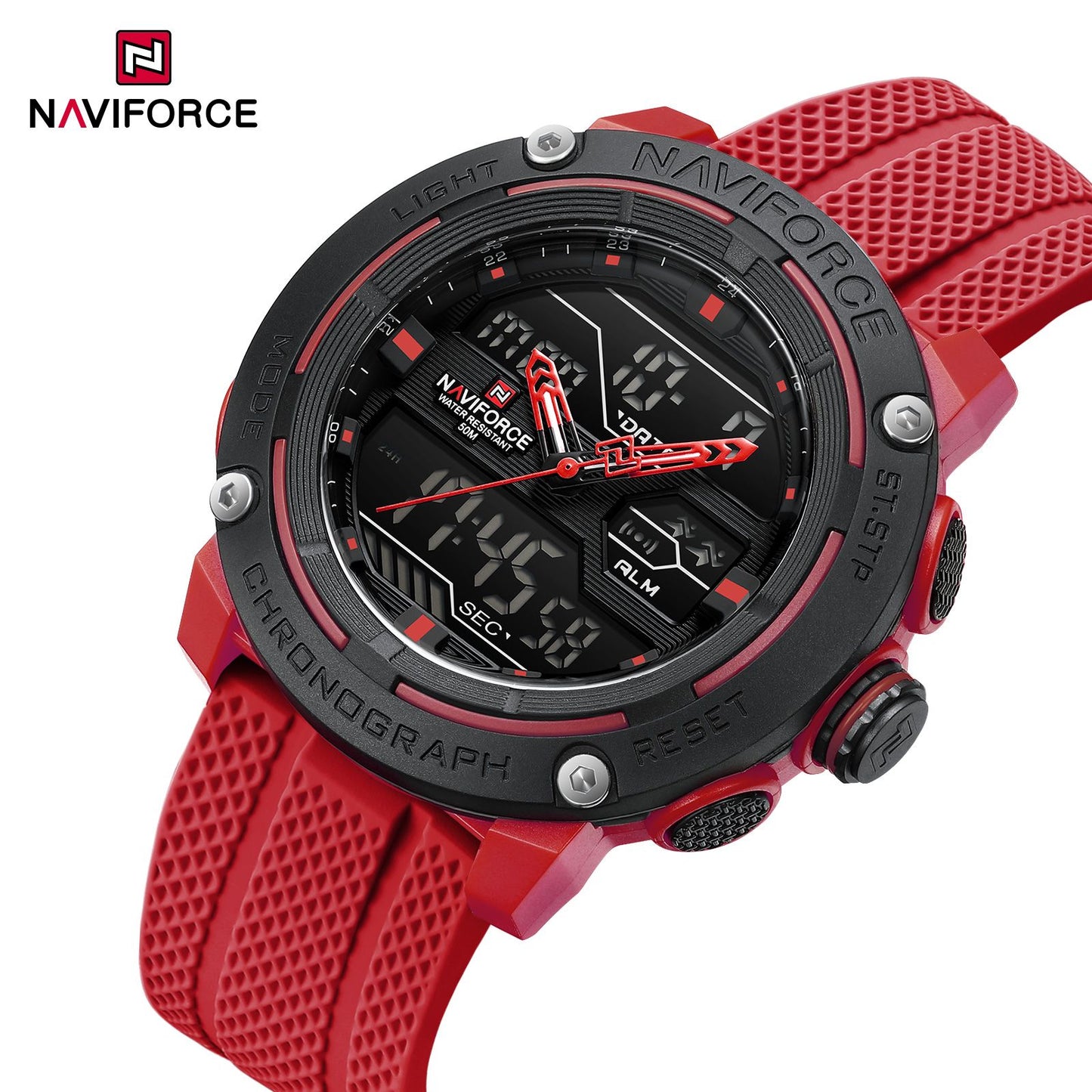 NAVIFORCE Sport Watch for Men Waterproof Dual Display Quartz Wristwatch Mens Digital Date Clock Military Stopwatch Reloj Hombre