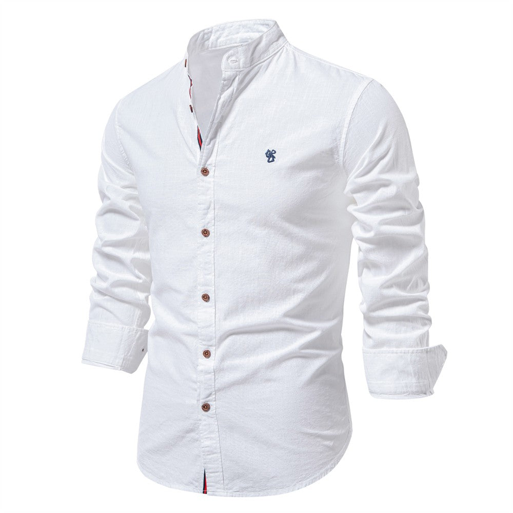 AIOPESON 100% Cotton Social Shirt Men Solid Color Long Sleeve High Quality Brand Shirt for Men Spring Stand Casual Men's Shirts