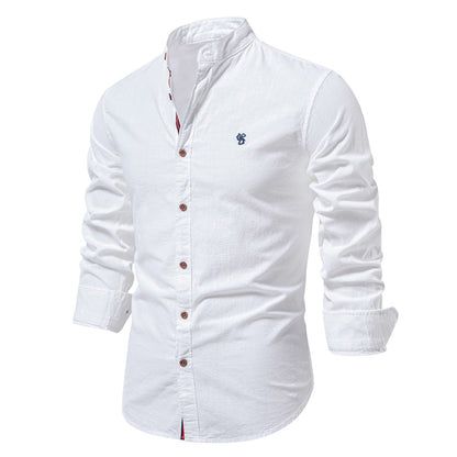 AIOPESON 100% Cotton Social Shirt Men Solid Color Long Sleeve High Quality Brand Shirt for Men Spring Stand Casual Men's Shirts
