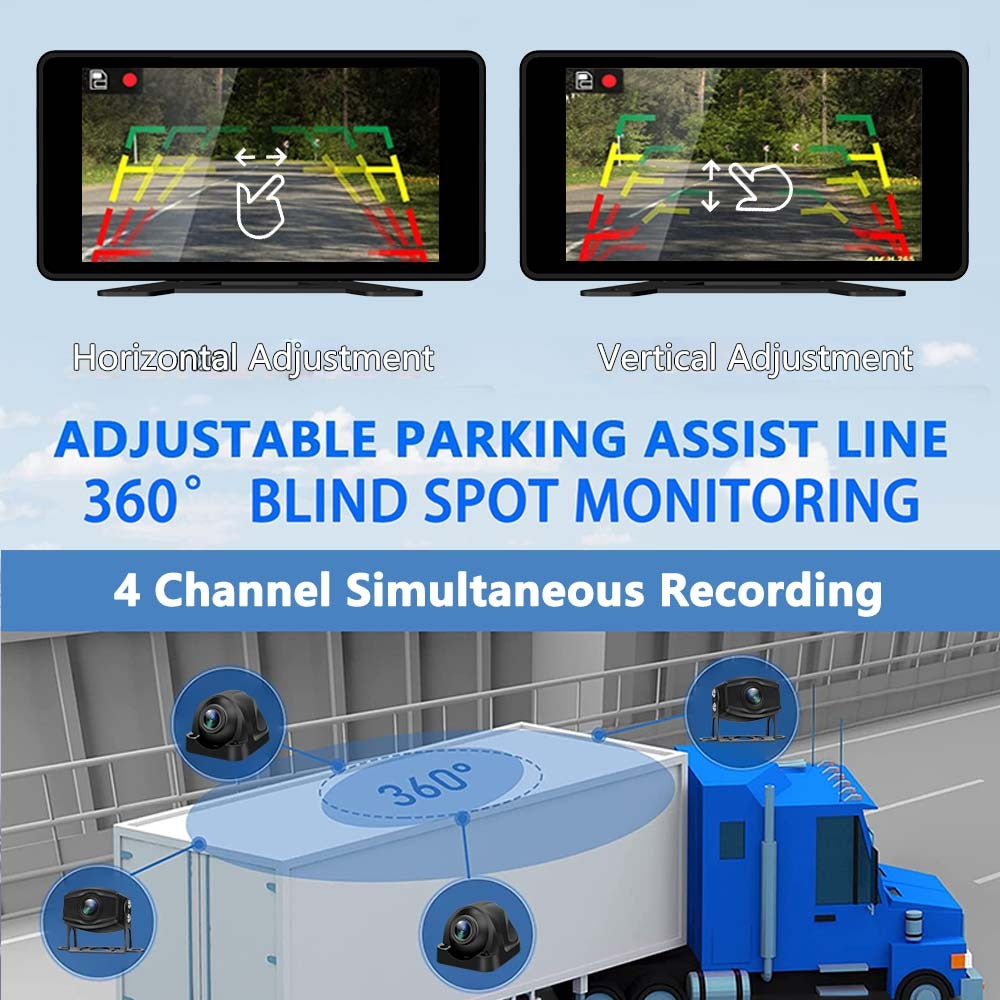 4 Channel 10.1 Inch Truck Bus Vehicle DVR MP5 With 4 PCS AHD 1080P Camera Surveillance Video Parking Recorder Monitor System Kit