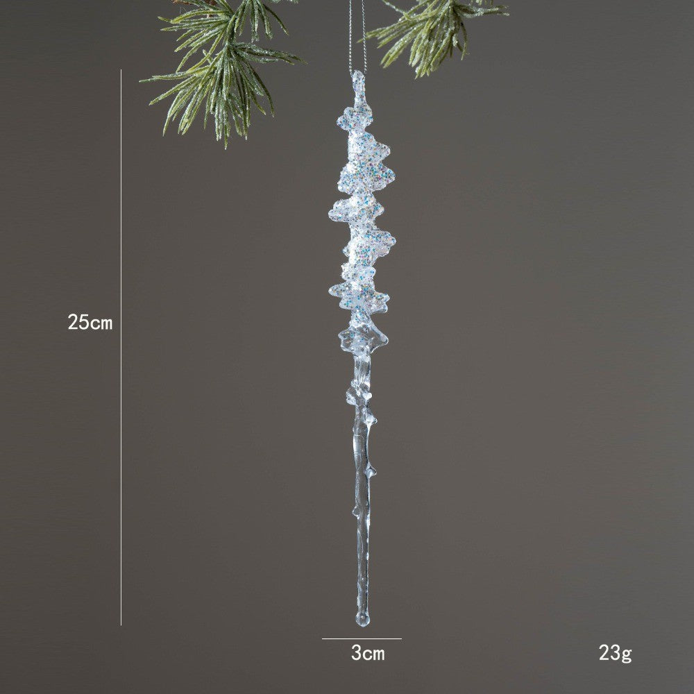 High Quality Crystal Clear Christmas Tree Ornaments Acrylic Glitter Icicle Decorations Transparent Hanging Party Holiday Decor