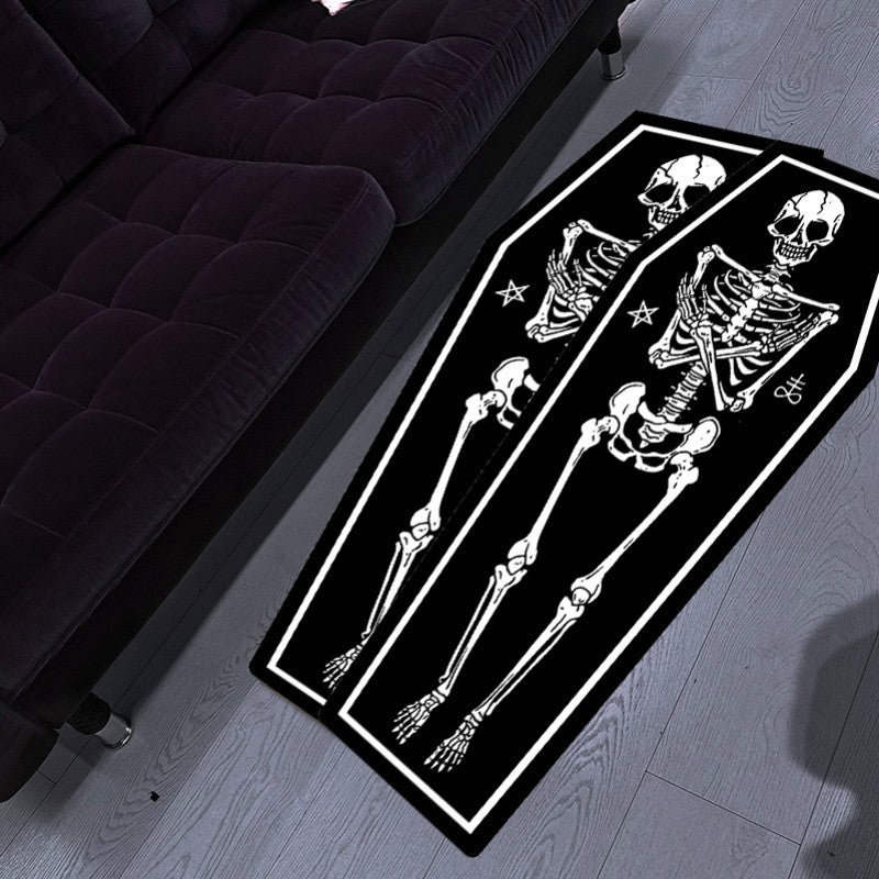 VIKAMA Horror Human Skull Carpet Bedside Rug Halloween Decoration Rug For Bedroom Non-Slip Wear-Resistant Floor Mat Door Mat Hom