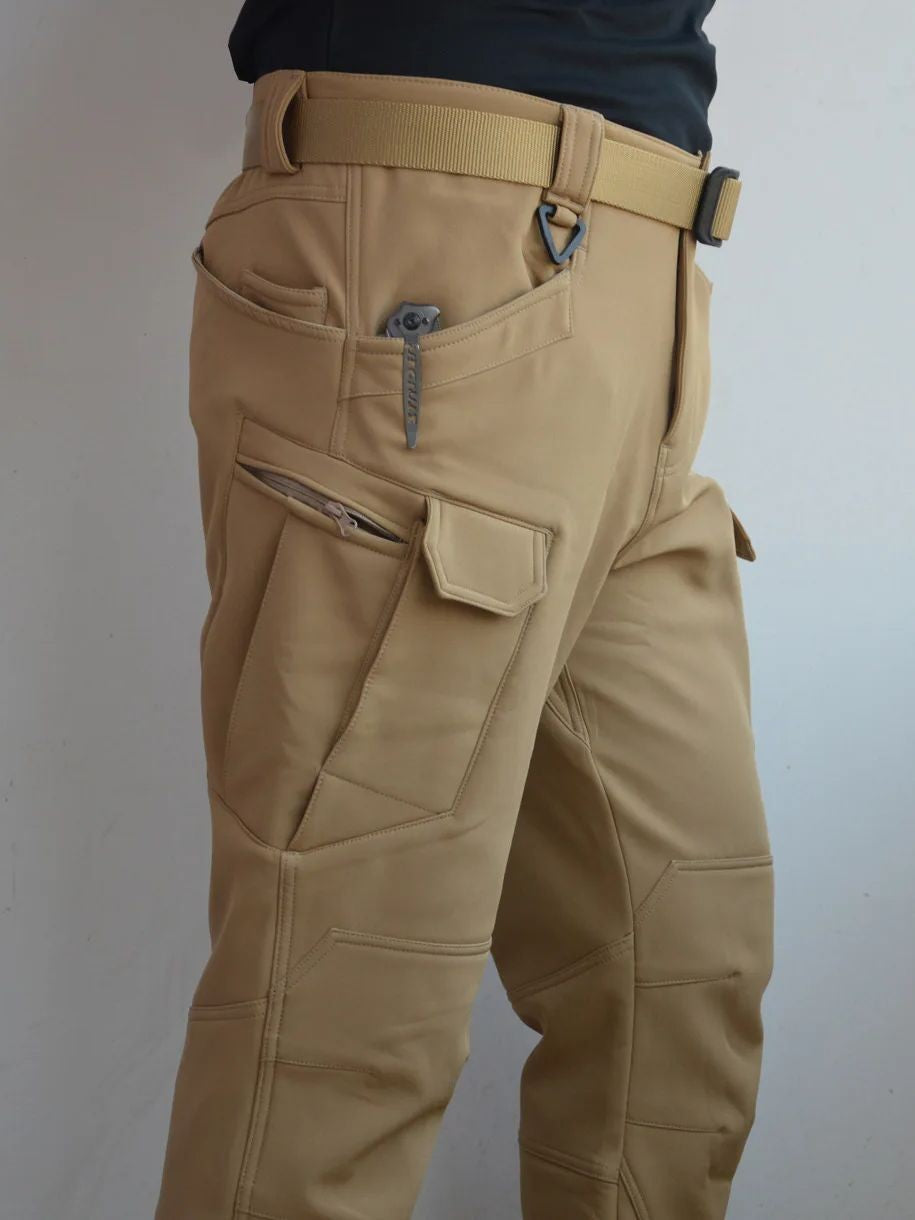 Softshell Warm Pants Men's Waterproof Sharkskin Fleece Working Trousers Outdoor Windproof Thickened Wear-resistant Cargo Pants