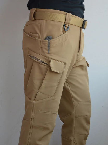 Softshell Warm Pants Men's Waterproof Sharkskin Fleece Working Trousers Outdoor Windproof Thickened Wear-resistant Cargo Pants
