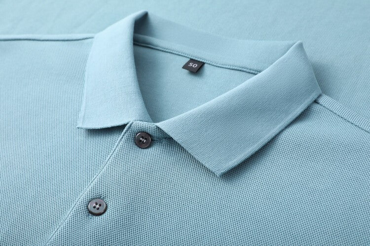 Durable 100% Cotton Men Polo Shirt,Autumn Leisure Long Sleeve, Breathable Lapels T-shirt, 16 Colors, Perfect for Golf and Sports