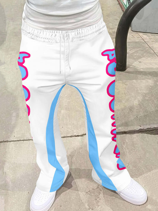 Y2k Flared Pants Men Loose 3D Print Trousers Casual Sweatpants Mid Waist Sporty Female Clothes Streetwear Hip Hop Vintage Pants