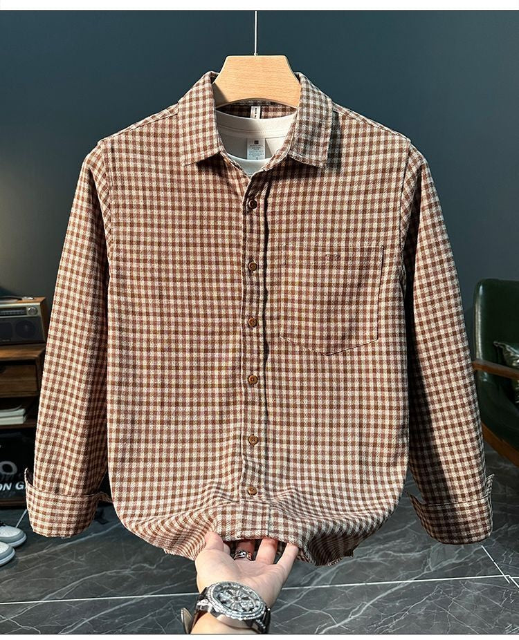 Retro Trendy Plaid Long Sleeve Shirt Autumn and Winter Fashion Jacket Versatile Casual Shirt 2025 New Loose Men's Clothing