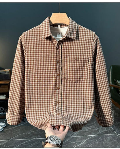 Retro Trendy Plaid Long Sleeve Shirt Autumn and Winter Fashion Jacket Versatile Casual Shirt 2025 New Loose Men's Clothing