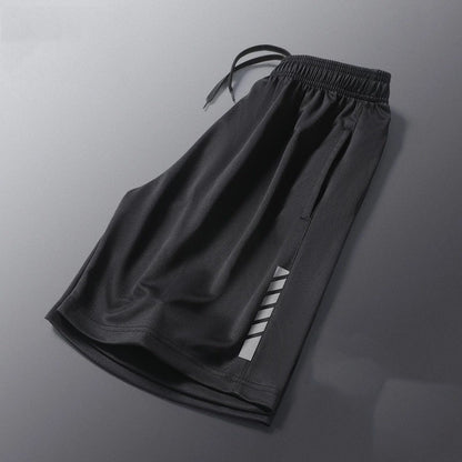 New Black Running Shorts Men Striped Printing Loose Basketball Sport Gym Breathable Shorts Fitness Training Workout Bottom Male