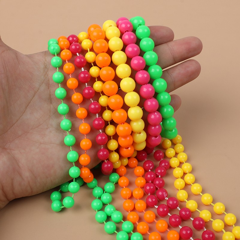 4PCS Connected Beads Necklace Bracelet Set Neon Colorful Beads String Collar Charm Bohemian Fluorescent Choker Birthday Gift
