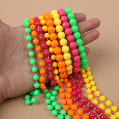 4PCS Connected Beads Necklace Bracelet Set Neon Colorful Beads String Collar Charm Bohemian Fluorescent Choker Birthday Gift