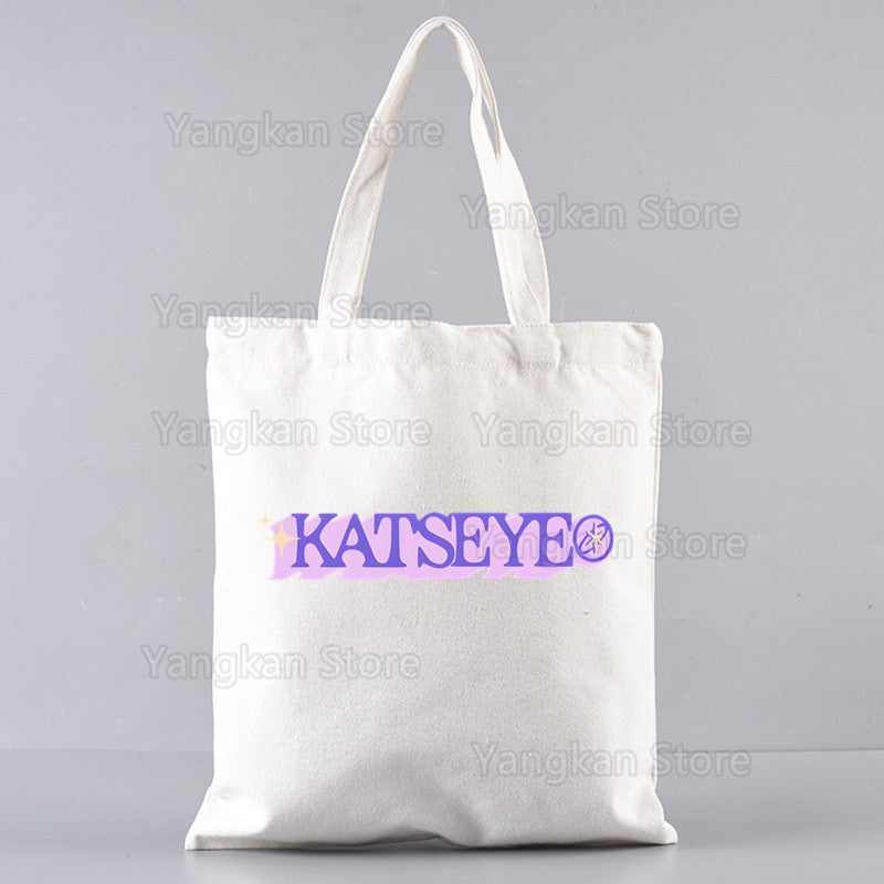 KATSEYE Korean Shopping Bag Print Original Design White Unisex Fashion Travel Canvas Bags