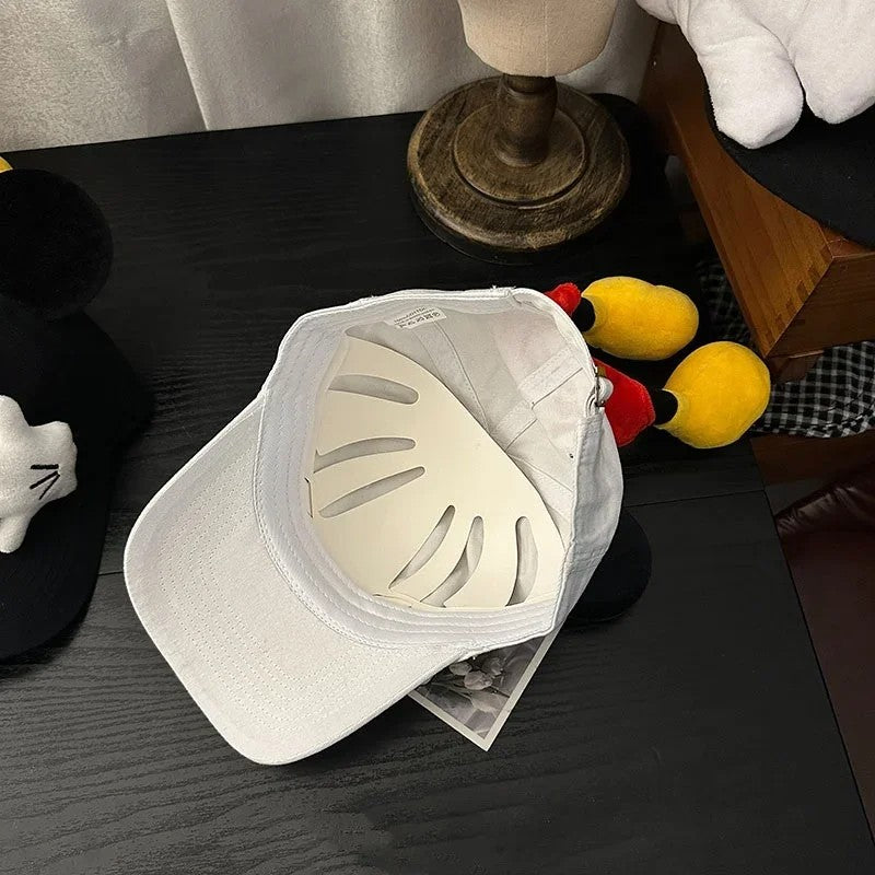 Boné de Beisebol Disney Novo Mickey Mouse Bonitinho Mickey Pequena Boneca de Palma Proteção Solar Boné com Viseira Kawaii Desenho Animado Orelhas de Mickey Chapéu de Sol