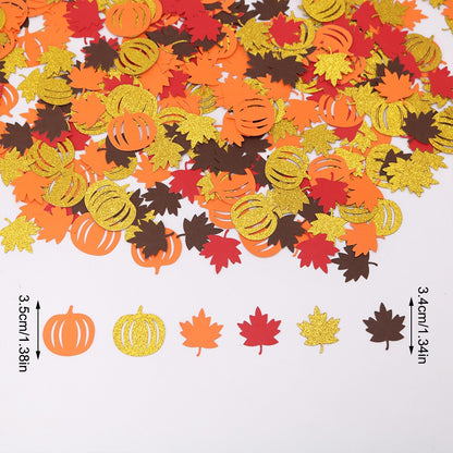 100Pcs Autumn Pumpkin Maple Leaf Table Confetti, Thanksgiving Halloween Baby Shower, Wedding Party Table Decorations