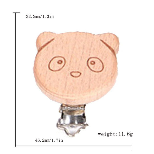5 Piece wooden rainbow bear flower cart heart shaped bird elephant round star Clip Free DIY Baby Natural pacifier Chain Gift