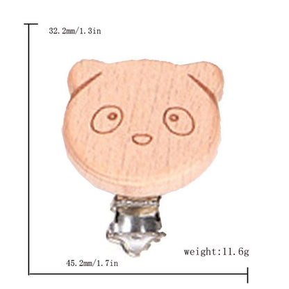 5 Piece wooden rainbow bear flower cart heart shaped bird elephant round star Clip Free DIY Baby Natural pacifier Chain Gift