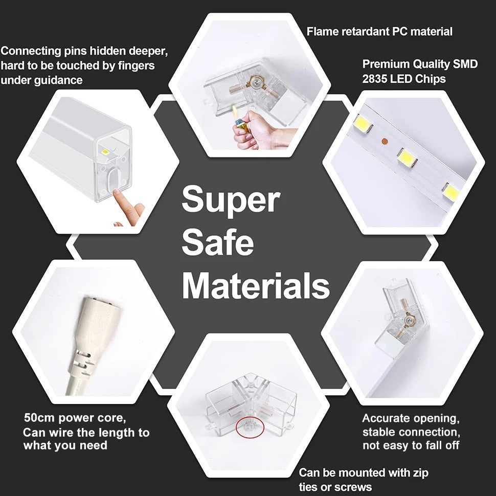 Garage Hexagon LED Light 50000H 6500K Ultra Bright for Home Gym Barbershop Car Detailing Bar Basement Workshop Ceiling Lighting