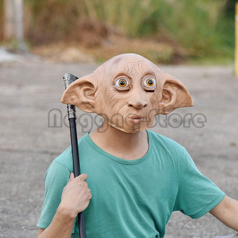 Cosplay Movie Character Big Ear Long Nose Dobby Elf Head Funny Halloween Mask Full Face Head Cover Carnival Party Costume Prop