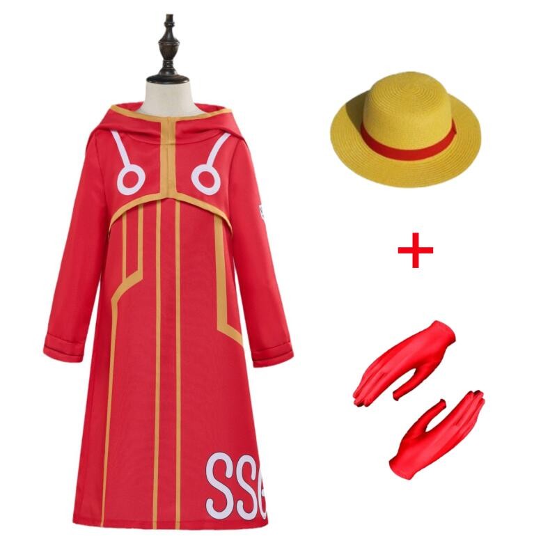 Egghead Island Cosplay Costume 163 Jacket Coat Straw Hat Gloves Suit Halloween Anime Monkey D Luffy Robe Costume cosplay