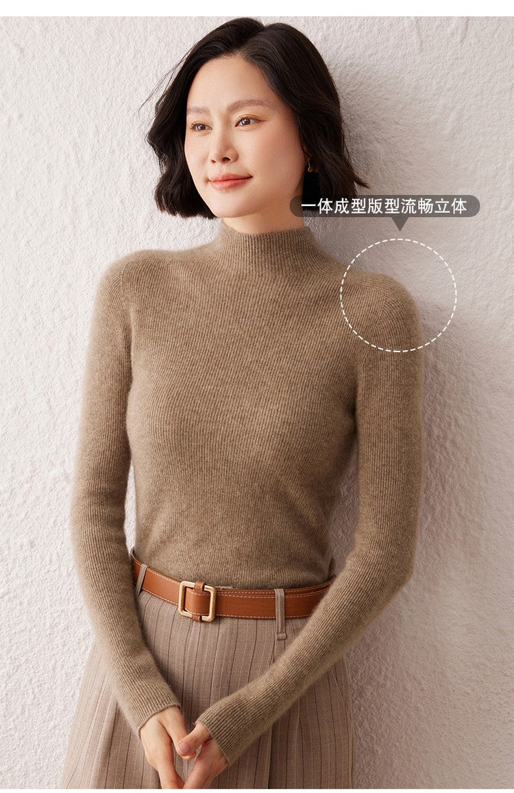 New women's sweater 100% pure cashmere high neck knitted pullover Korean version slim fit hot selling fashionable sweater