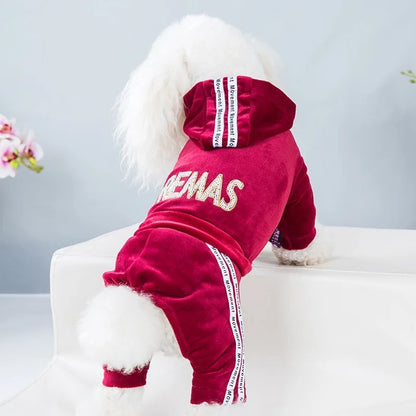 Roupa de cachorro para cães pequenos, gatos, roupas de inverno quentes para animais de estimação, macacão de veludo macio, moletom com capuz para filhotes, macacão para Chihuahua