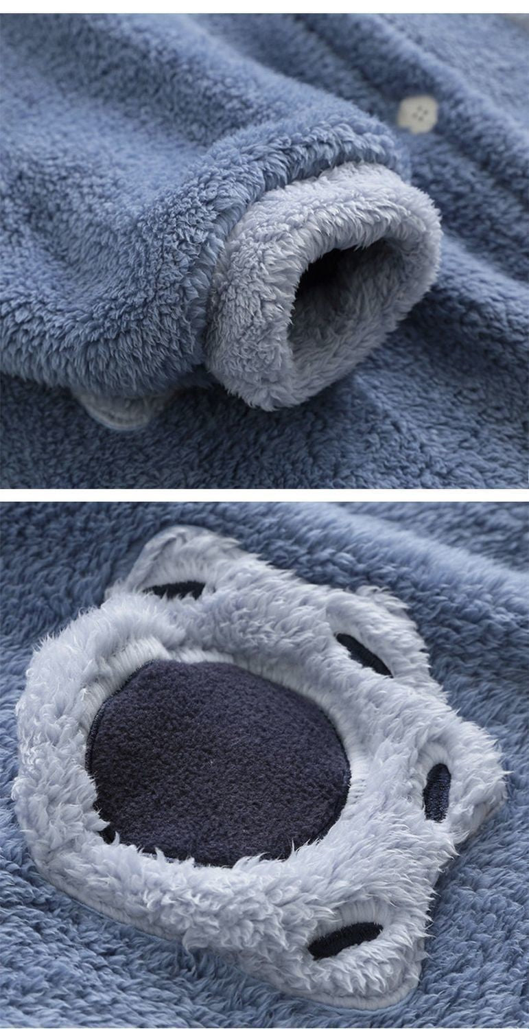 Disney Stitch Winter Pajamas Cartoon Autumn And Winter Cute Coral Thickened Velvet Long Home Clothes Pajamas Girls Home Clothes