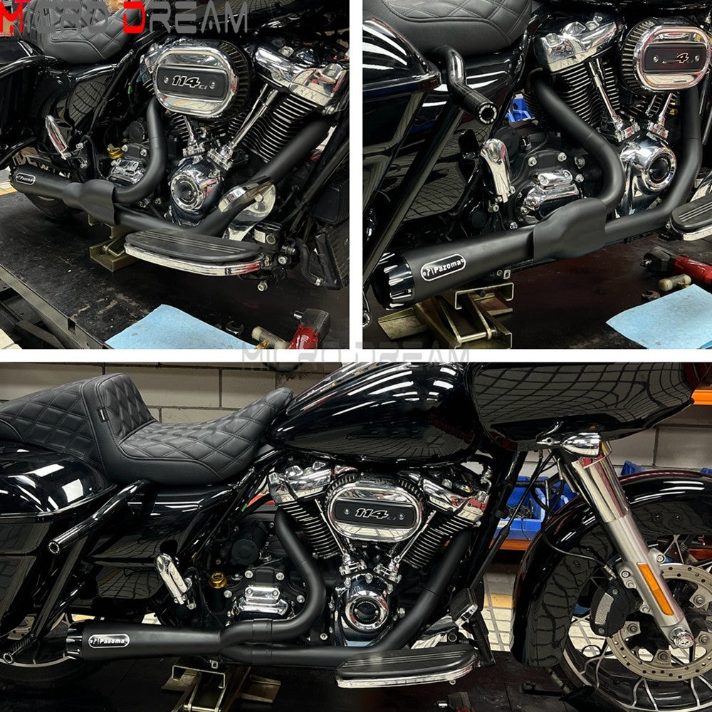 2 into 1 Motorcycle Engine System Pipe Slip on Exhaust Mufflers For Harley Street Glide ST FLHXST EFI FLHX Special FLHXS 2017-25