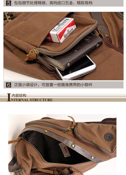 AUGUR Hot Sale Men Chest Back Pack Bag vintage Satchel Single Shoulder Bag Canvas Man Rucksack Knapack Bolsas Male