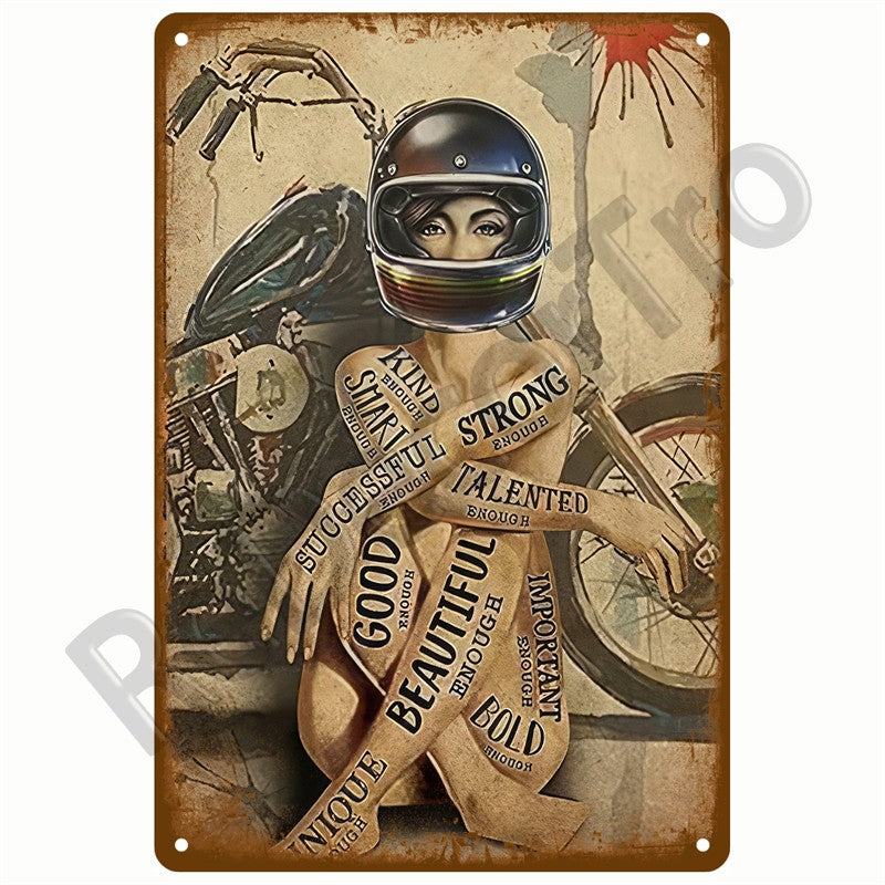 Retro Motor Oil Gas Tyre Racing Tin Sign Poster Iron Plates Metal Sign Garage Bar Pub Club Man Cave Home Decor Wall Decor Art