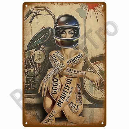 Retro Motor Oil Gas Tyre Racing Tin Sign Poster Iron Plates Metal Sign Garage Bar Pub Club Man Cave Home Decor Wall Decor Art