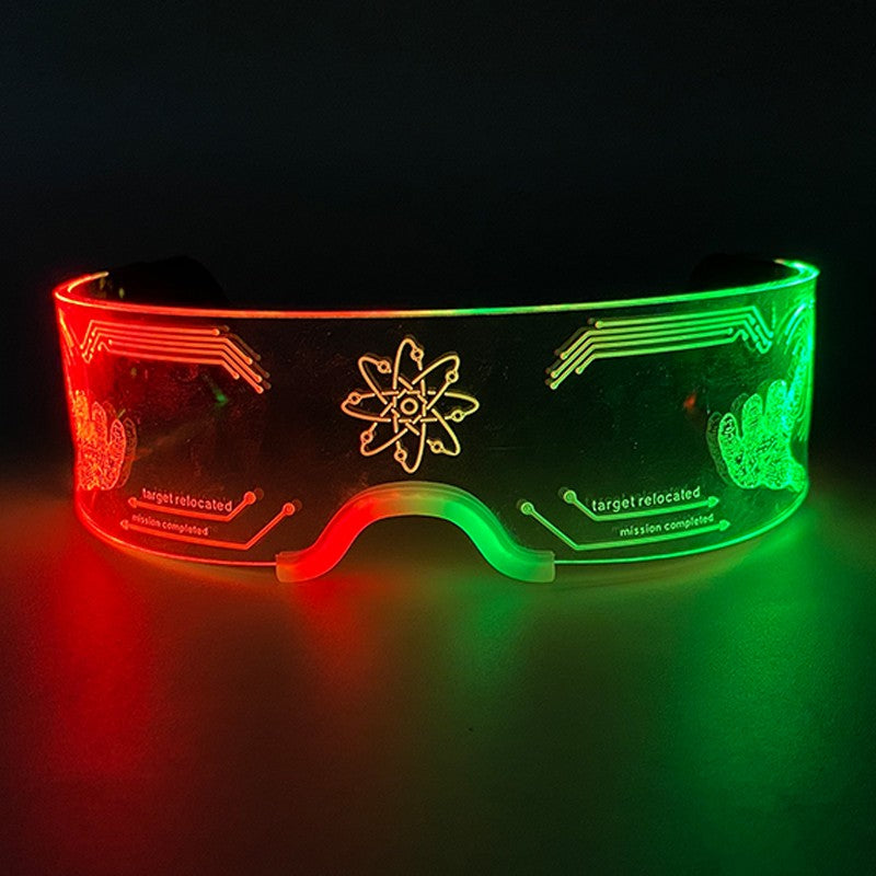 Led Luminous Glasses Bar Masquerade Concert Rave Goggles Rainbow Space Robot Futuristic Led DJ LIGHT Glasses Star Y2k Glasses