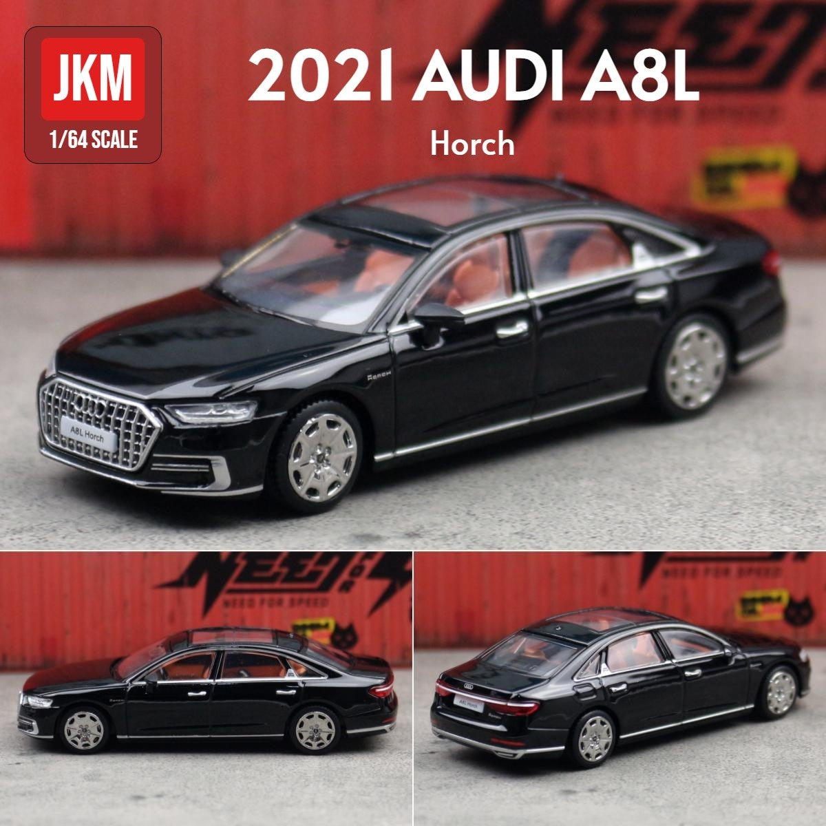 JKM 1/64 Audi A8 A7 Modelo Miniatura 1:64 Carro de Brinquedo Premium Roda Livre Coleção de Liga Fundida Adequado para Hot Wheels Mini GT